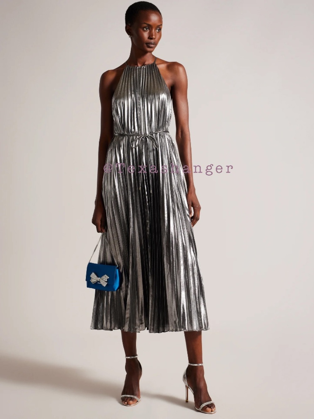 Ted Baker NWT Juudie Pleated Halterneck Midi Dress US 10